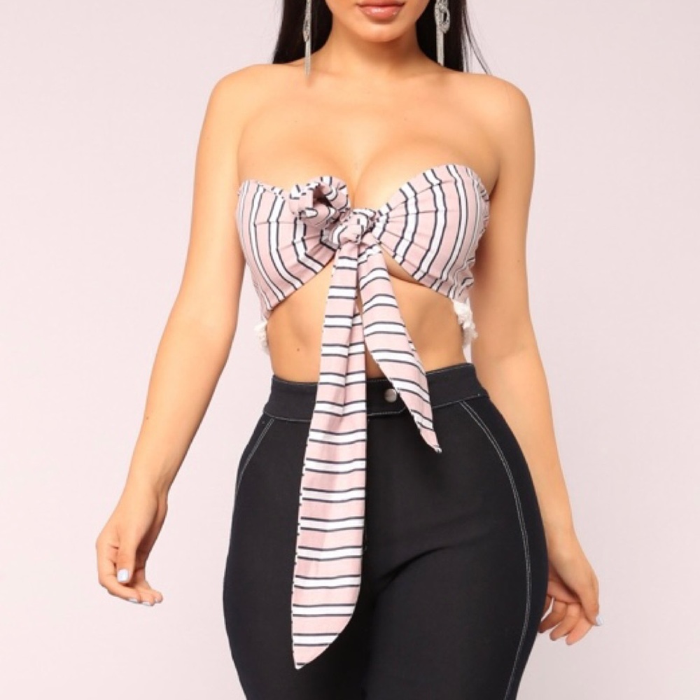 Fashion Nova Taylor Tie Back Tube Top - Rose/Combo